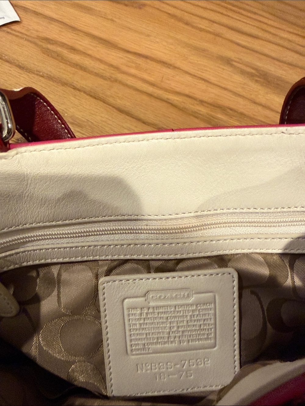 Coach Pink Tote with Brown Handles - Picture 3 of 8